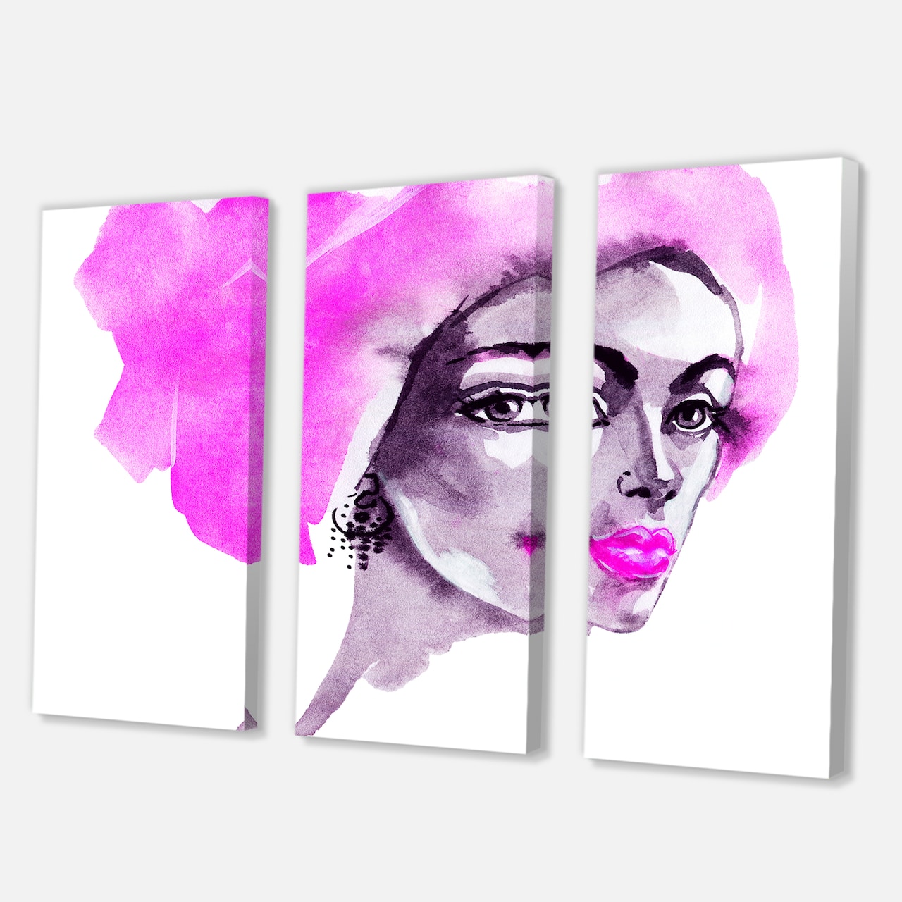 Designart - African American Woman Fashion Portrait - Modern Canvas Wall Art Print